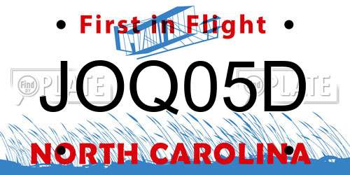 JOQ05D North Carolina License Plate