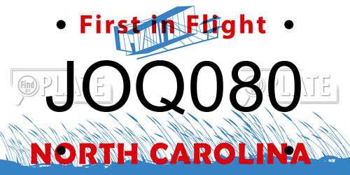 JOQ080 North Carolina License Plate