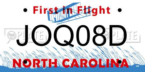 JOQ08D North Carolina License Plate
