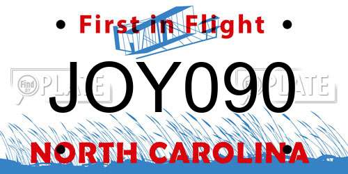 JOY090 North Carolina License Plate
