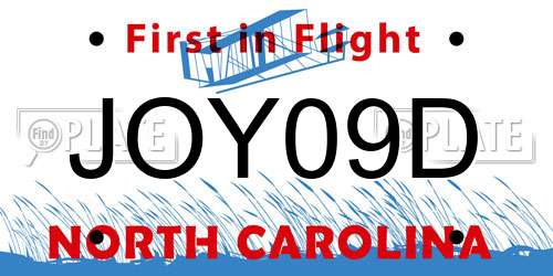 JOY09D North Carolina License Plate