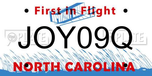 JOY09Q North Carolina License Plate