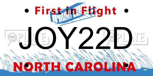 JOY22D North Carolina License Plate