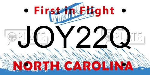 JOY22Q North Carolina License Plate