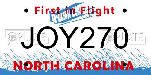 JOY270 North Carolina License Plate