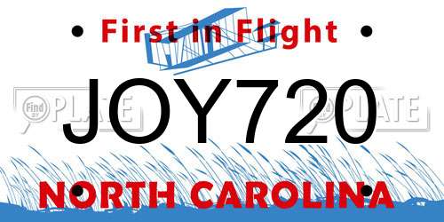 JOY720 North Carolina License Plate