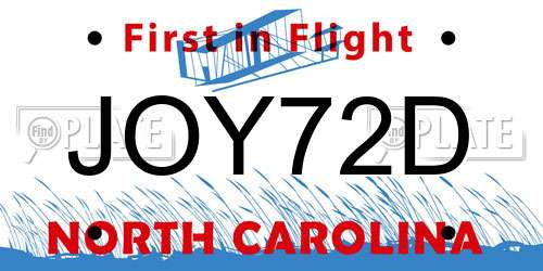 JOY72D North Carolina License Plate