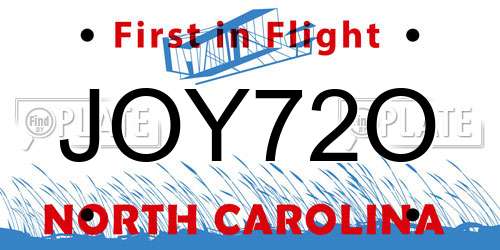 JOY72O North Carolina License Plate