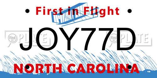 JOY77D North Carolina License Plate
