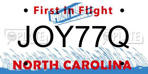 JOY77Q North Carolina License Plate