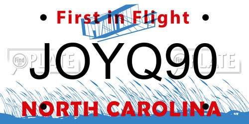 JOYQ90 North Carolina License Plate
