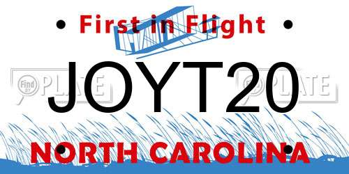 JOYT20 North Carolina License Plate