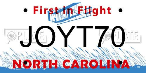 JOYT70 North Carolina License Plate