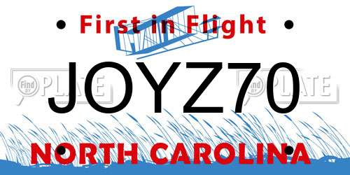 JOYZ70 North Carolina License Plate