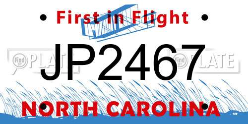 JP2467 North Carolina License Plate