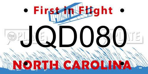 JQD080 North Carolina License Plate