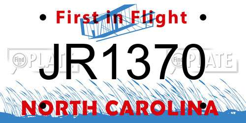 JR1370 North Carolina License Plate