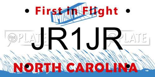 JR1JR North Carolina License Plate