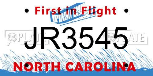 JR3545 North Carolina License Plate