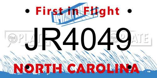 JR4049 North Carolina License Plate