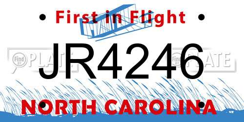 JR4246 North Carolina License Plate