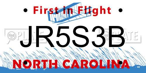 JR5S3B North Carolina License Plate