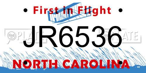 JR6536 North Carolina License Plate