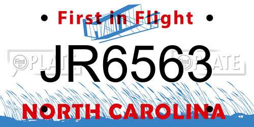 JR6563 North Carolina License Plate