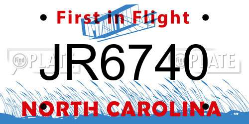 JR6740 North Carolina License Plate