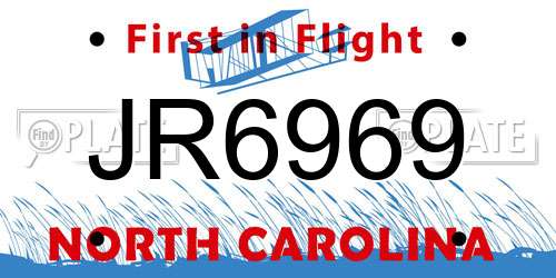 JR6969 North Carolina License Plate