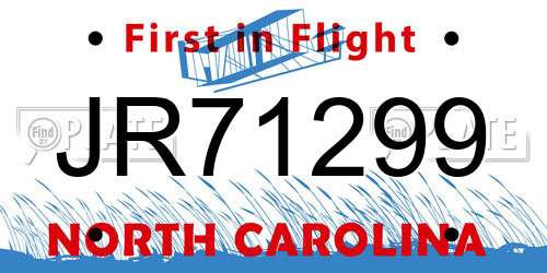 JR71299 North Carolina License Plate