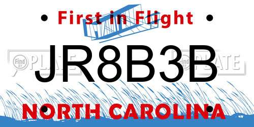 JR8B3B North Carolina License Plate