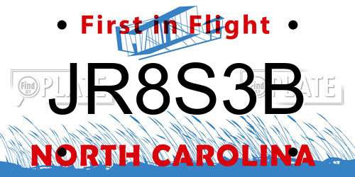 JR8S3B North Carolina License Plate