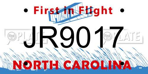 JR9017 North Carolina License Plate