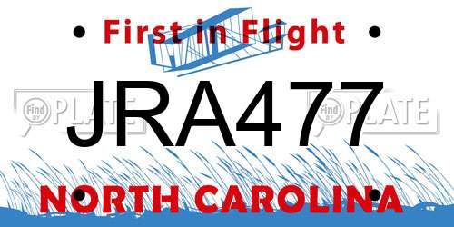 JRA477 North Carolina License Plate