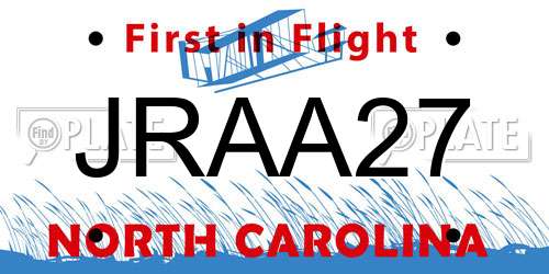JRAA27 North Carolina License Plate
