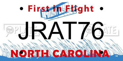 JRAT76 North Carolina License Plate