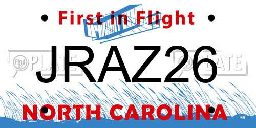 JRAZ26 North Carolina License Plate