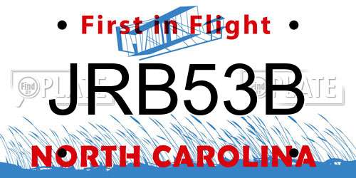 JRB53B North Carolina License Plate