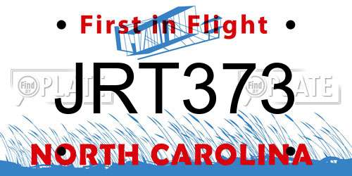 JRT373 North Carolina License Plate