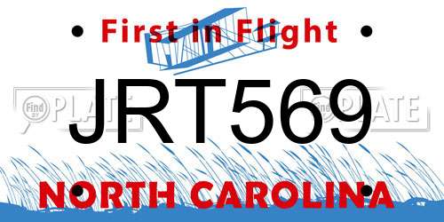 JRT569 North Carolina License Plate