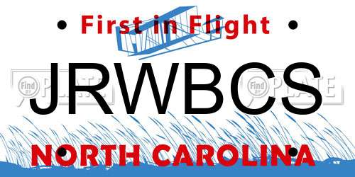 JRWBCS North Carolina License Plate