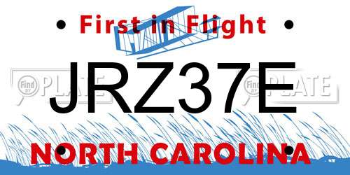 JRZ37E North Carolina License Plate