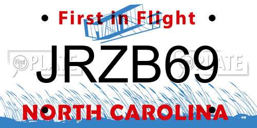 JRZB69 North Carolina License Plate