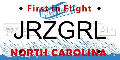JRZGRL North Carolina License Plate