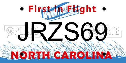 JRZS69 North Carolina License Plate