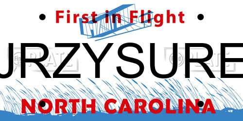 JRZYSURE North Carolina License Plate