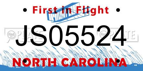 JS05524 North Carolina License Plate