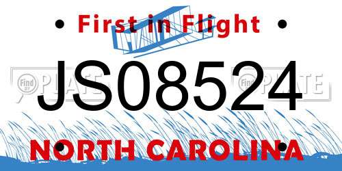 JS08524 North Carolina License Plate