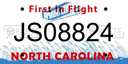 JS08824 North Carolina License Plate